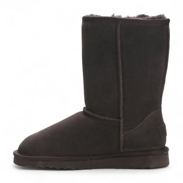 Infinity Leather Women's Genuine Sheepskin Brown Suede Slip-On Ankle Winter Boots - Dusk