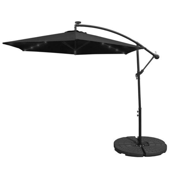 Monstershop Black 3m LED Cantilever Parasol With Fan Base