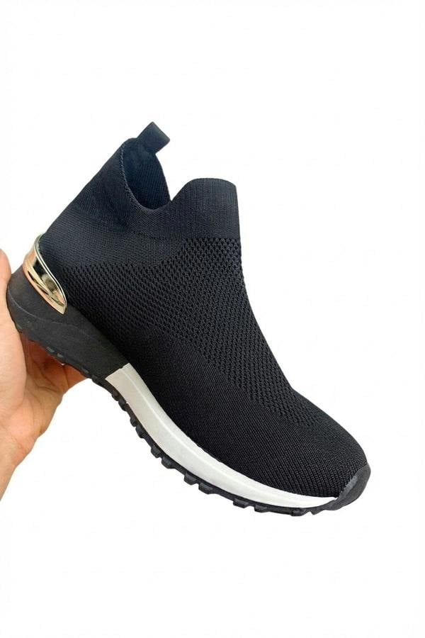 Jessi Slip On Sock Wedge Trainers - White_wb