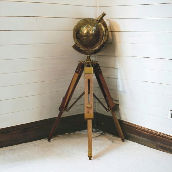 Artisan Furniture Brass Antique Tripod Globe