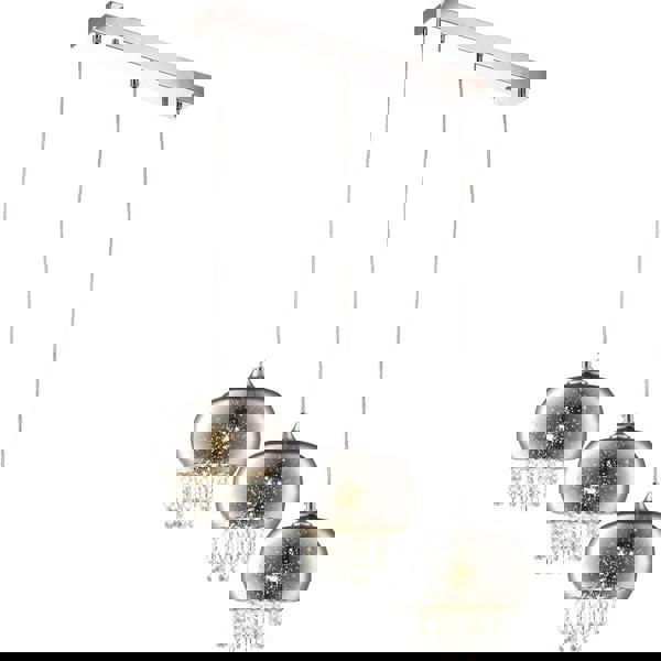 Milagro Starlight Chrome Pendant Lamp 3XE14 A Stunning Range With 22CM Glass Shades Housing Chrome Fitments And Gorgeous Crystals