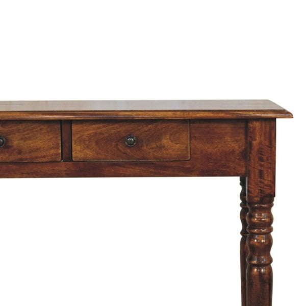 Artisan Furniture Solid Wood Turned Legs 3 Drawer Chestnut Console