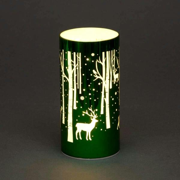 18cm Christmas Decorated Vase Table Deer Scene Green Battery-Operated LED Lamp image 3