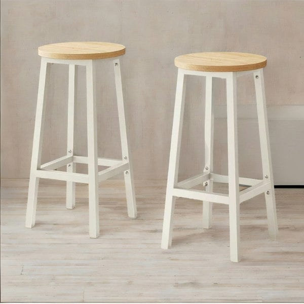 Rafaelo Mobilia Set of 2 Bar Stools With Metal Frame Beige