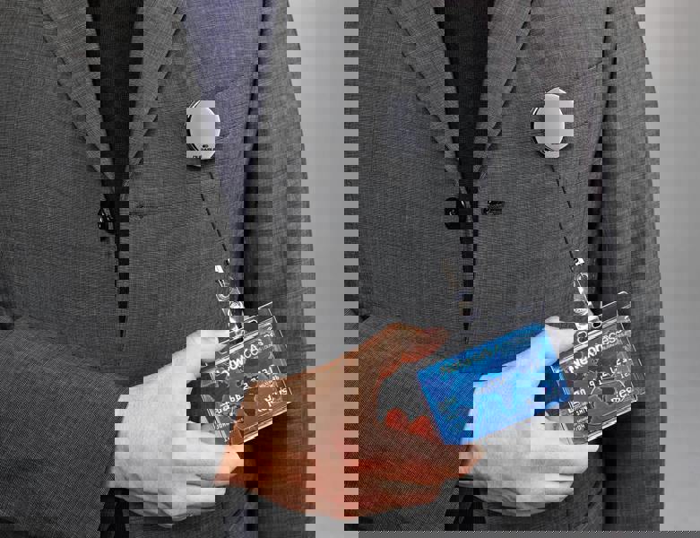 Durable Secure Retractable Chrome Badge Reels for ID & Keys | 10 Pack | Silver