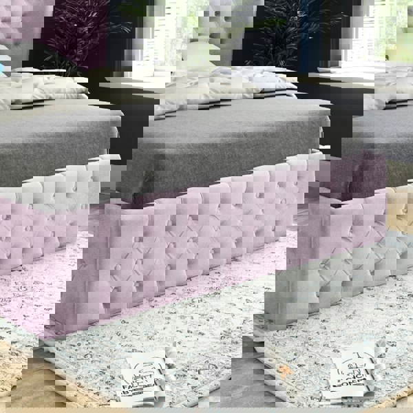 Casa Magna Florence Wide Winged Upholstered Soft Velvet Bed Frame - Pink