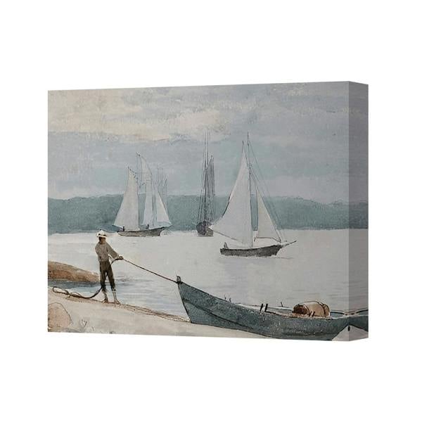 Benjamin Tate Design Canvas Wall Art Seaside Harbor Scene With Sailboats Print