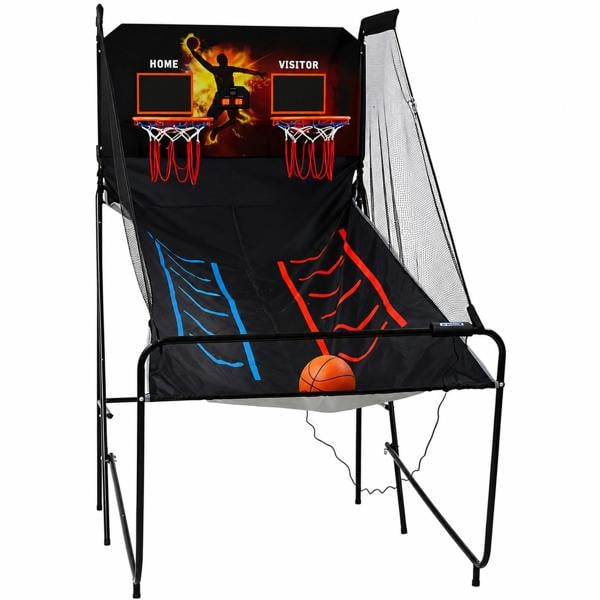 Gr8 Home Indoor Electronic Basketball Arcade Game Dual Hoop Folding with Electronic Scoreboard & Ball Set
