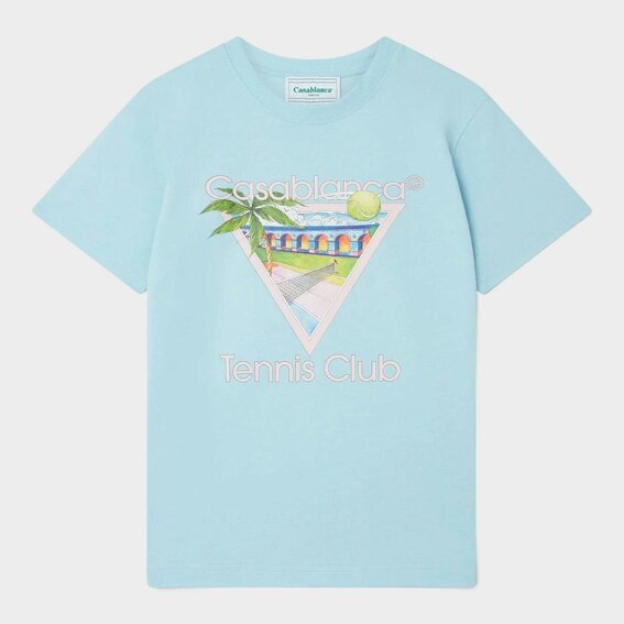 Casablanca Printed T-Shirt Tennis Club Icon Pale Blue