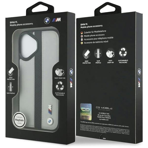 BMW M Perforated Stripe Logo Case with MagSafe for iPhone 17 6.3" Grey - BMHMP17S25PCPSGK