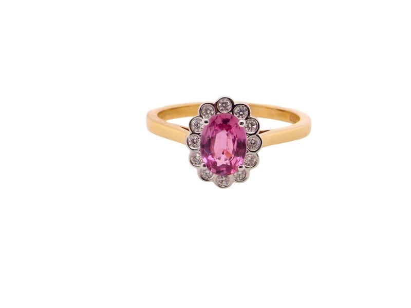 Vintage Tom A Pink Sapphire and Diamond cluster ring