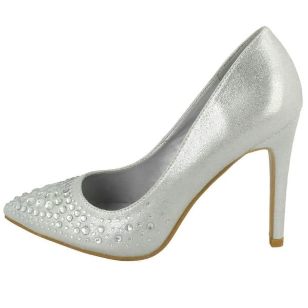 Spot On Ladies Spot On Diamante Court Shoes F90061