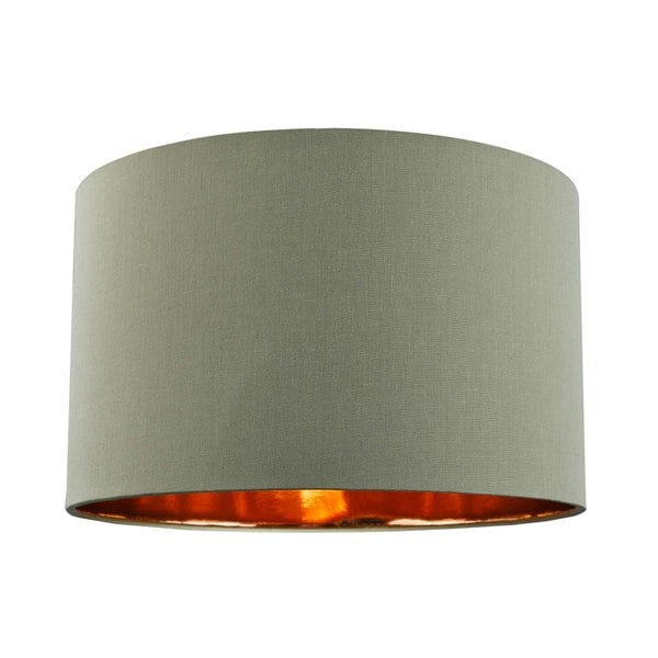 Olive Green Cotton 14" Table/Pendant Lampshade with Shiny Copper Inner Image 1