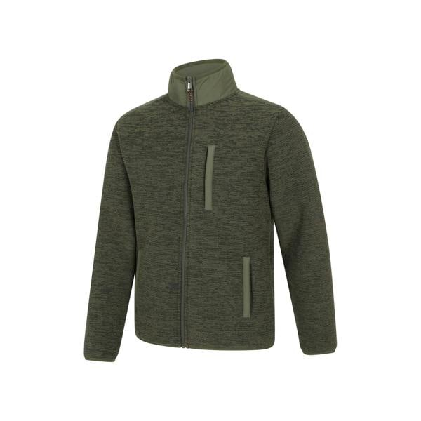 Mountain Warehouse Mens Hayfield Faux Fur Lined Full Zip Fleece Top - Khaki Green
