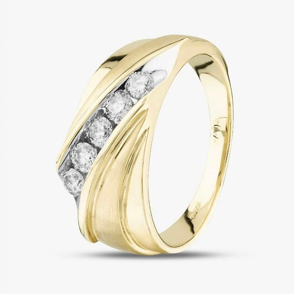 T. H. Baker 9ct Yellow Gold 0.50ct Brilliant Cut Diamond Crossover Ring THR39782-50 (YG)