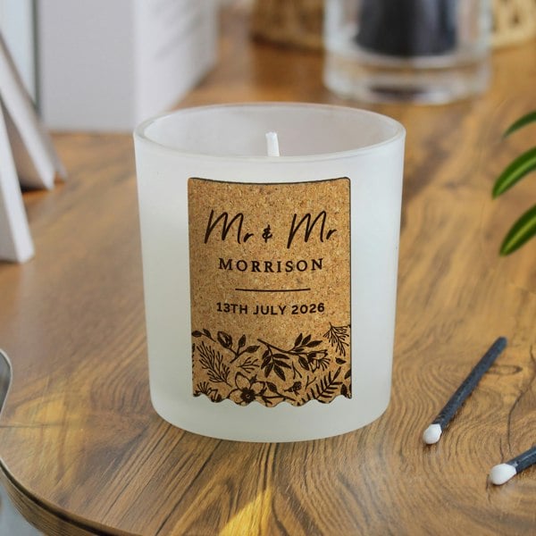 Personalised Memento Company Personalised Wedding Cork Label Candle Jar