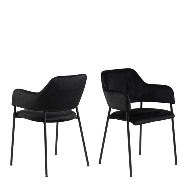 Wyld Haus Set of 2 Haderslev Black Upholstered Dining Chair with Armrest