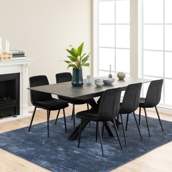 Furniture To Go Heaven Extendable Dining Table with Ceramic Black Top 168cm