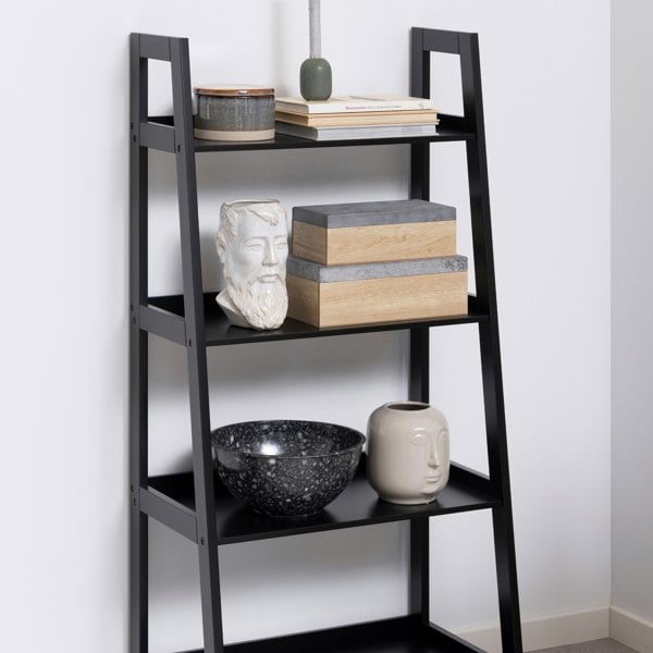 Furniture To Go Wally Bookcase with 4 Shelves in Black