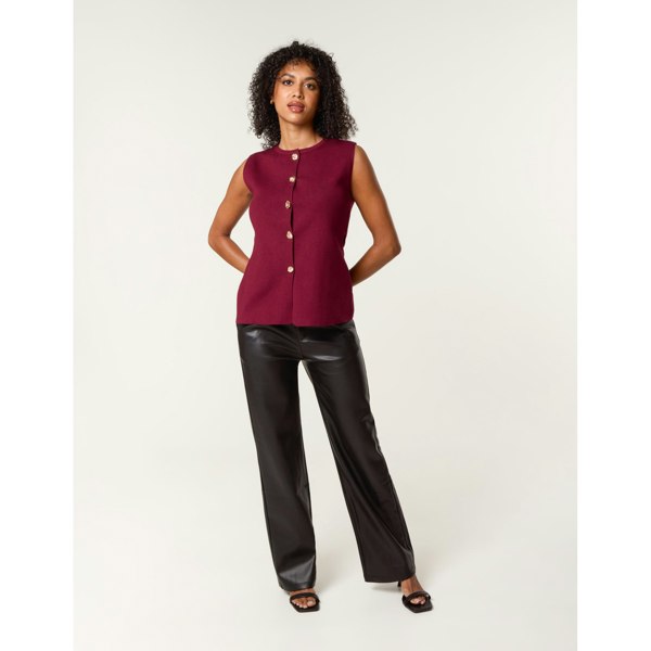 Blue Vanilla Button Front Tailored Vest