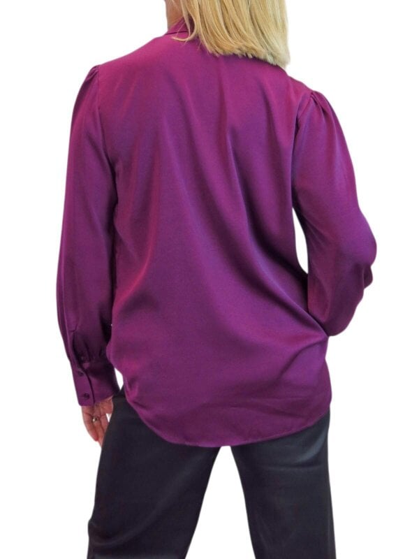 Paulo Due Women's Satin Blouse Ladies Long Sleeve Button Through Shirt