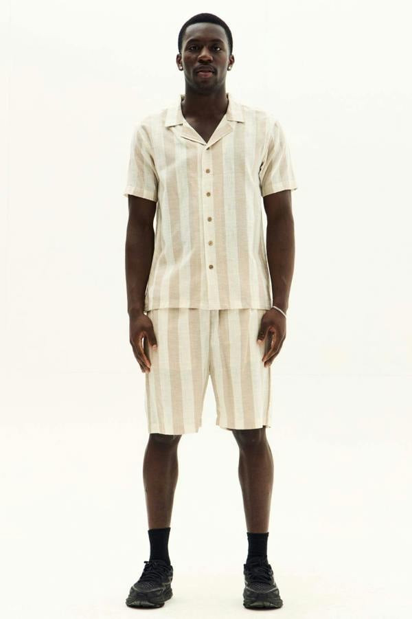Men’s Striped Short Sleeve Shirt & Shorts Co-Ord Set