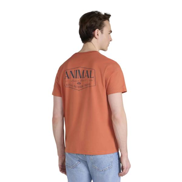 Animal Mens Jacob Back Print Logo T-Shirt - Bright Orange - 