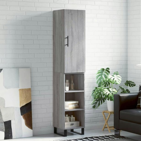 Berkfield Highboard Grey Sonoma 34.5x34x180 cm Engineered Wood