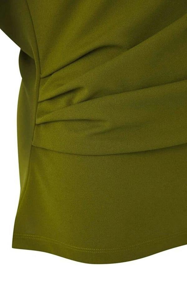 WOVCOR Draped Detail Asymmetrical Collar Knitted Blouse