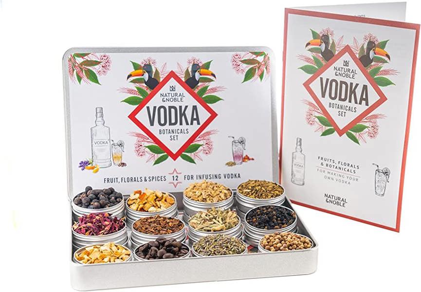 Natural & Noble DIY Vodka Kit alongside Leaflet showing Recipes and Instructions 