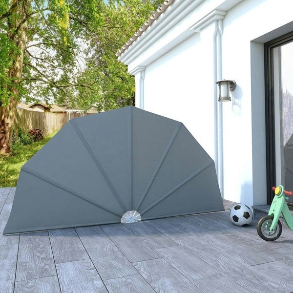 Berkfield Collapsible Terrace Side Awning Grey 160 cm