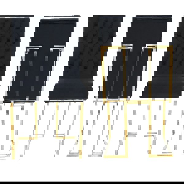 Life Interiors Set of 2 Siena Luxury Tufted Velvet Dining Chairs with Gold Frame & Legs - Modern Upholstered Accent Chair