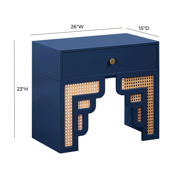 Furniture Edit Suzie Navy & Rattan Nightstand