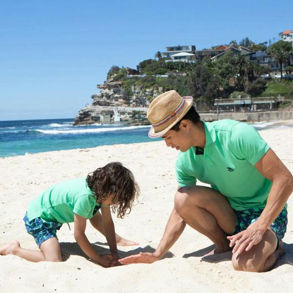 Tom & Teddy Navy & Spring Green Palms