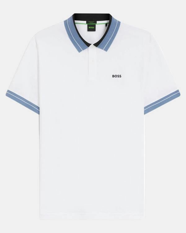 BOSS Green PL_Member Mens Short Sleeve Polo Shirt - White 100