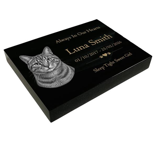 Memorials Direct Cat Memorial Granite Photo Tablet