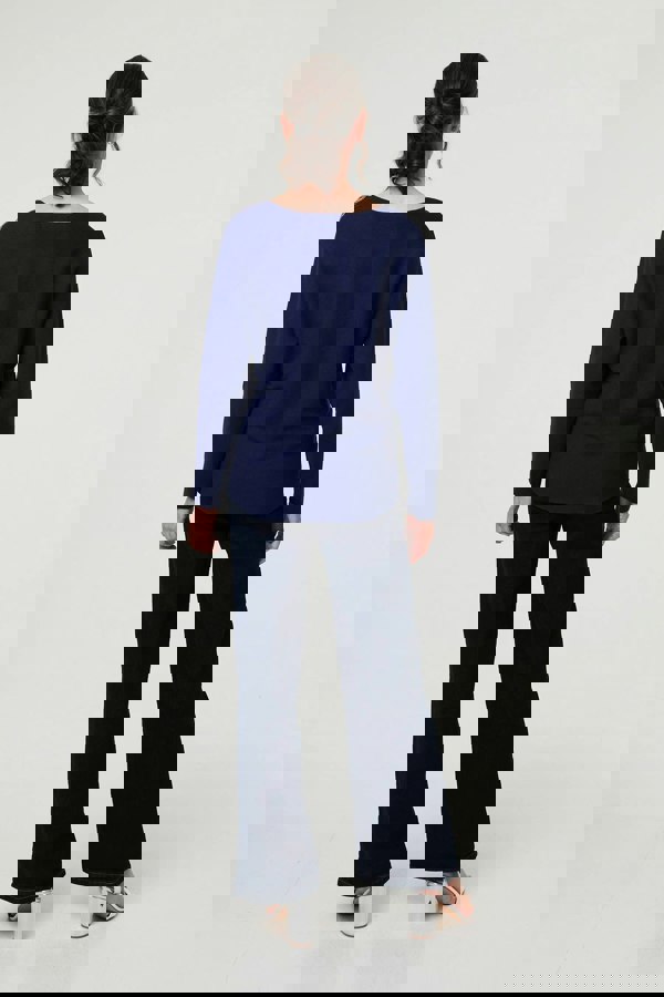 Navy | Sparkly Embellished Long Sleeve Knit Top