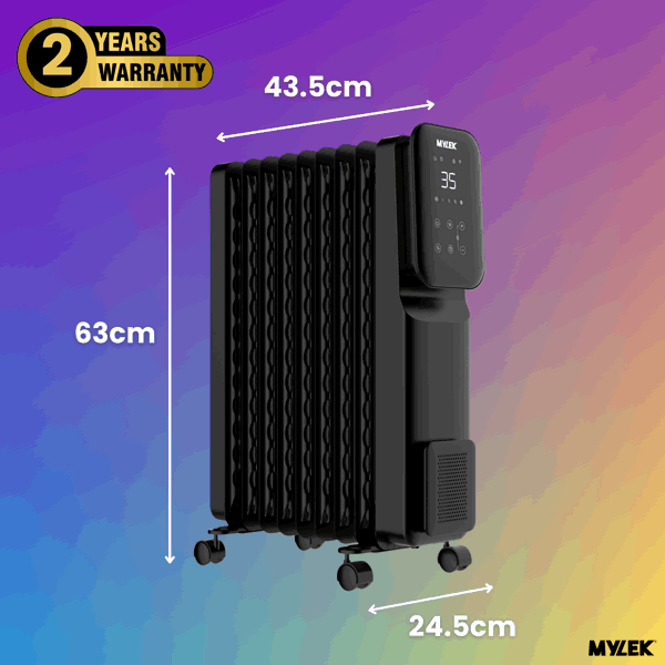 MYLEK Oil Filled Digital WiFi Smart App Enabled Heater - 3 Heat Settings & 24-Hour Timer 2000w