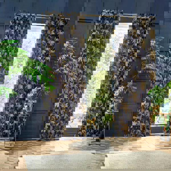 Wylder Galapagos Jacquard Eyelet Curtains - Navy