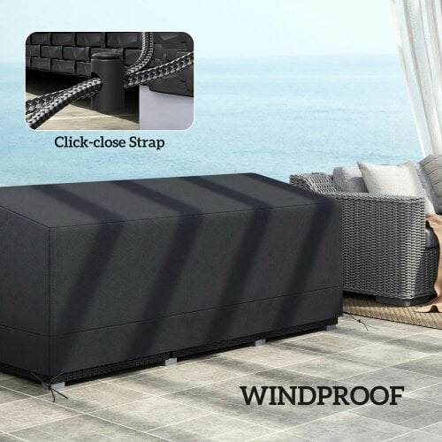 Bobobiy Rectangular Garden Furniture Cover Waterproof for 3 Seater Sofa Bistro Set, 190 x 72 x 76cm, Black