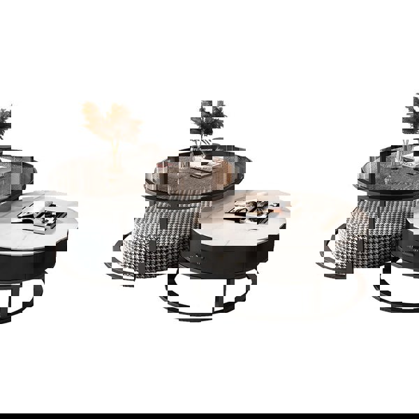 Kev Nesting Coffee Table With Ottoman, Glass-Ritconcept-Rit Concept