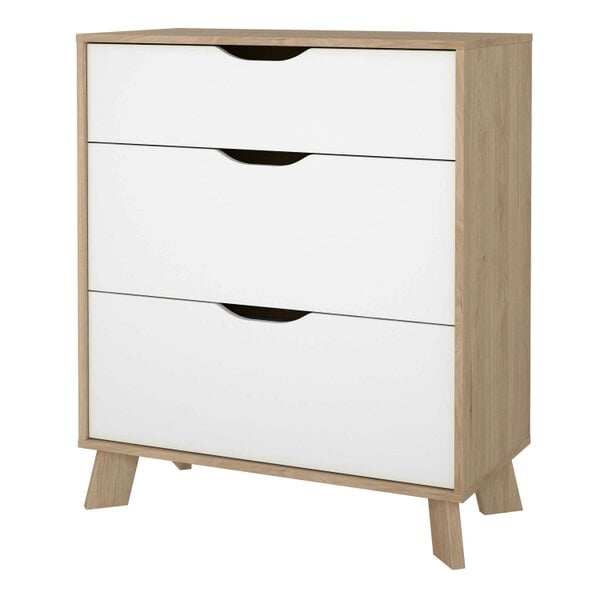Wyld Haus Lira Jackson Hickory Wood and White Chest 3 Drawers