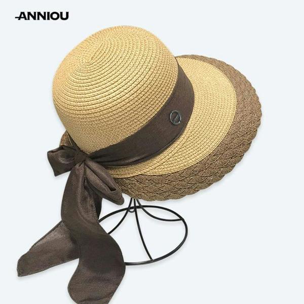 Anniou UPF 50+ French Straw Hat - khaki - one-size