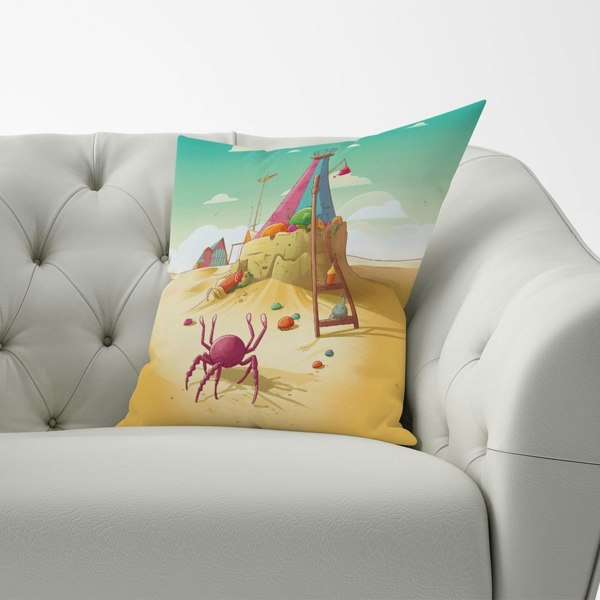 Warren Reed Crab On A Beach Holiday Cushions