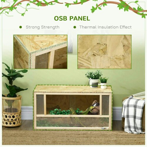 Bobobiy Reptile Terrarium Vivarium Habitat w/ Transparent Sliding Doors, Mesh, for Lizards, Horned Frogs, Snakes & Chameleons, 80 x 40 x 40 cm