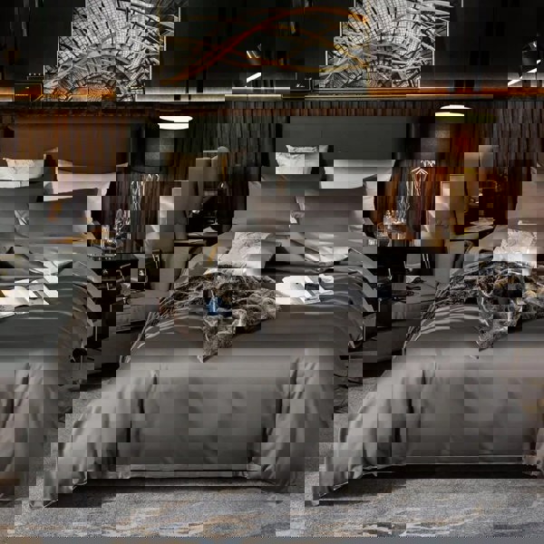 Anyhouz Anycozy Bed Sheet Deep Grey Light Grey Ultra Soft Luxury Egyptian Cotton Bedding Cover UK King Size 4 Pcs Bed Set