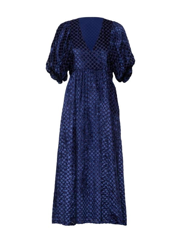 Rose & Nancy Margot Navy Velvet Polka Dot Maxi Dress