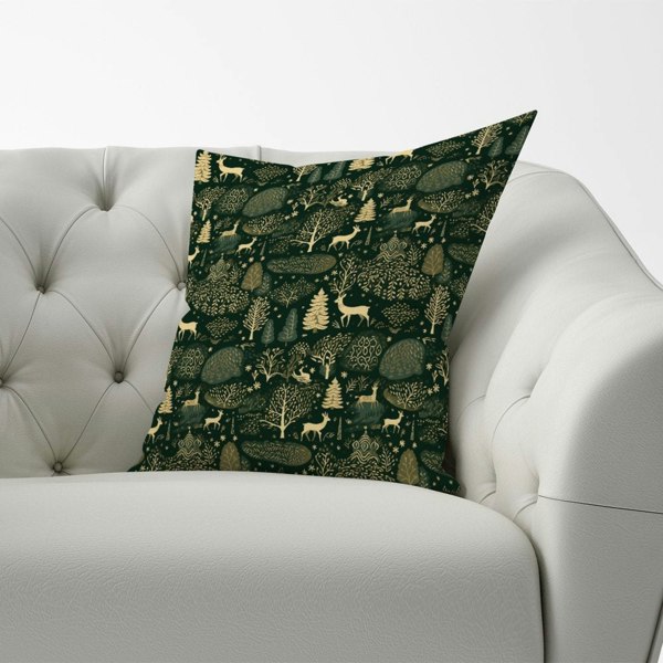 Warren Reed Green Christmas Woodlands Cushions