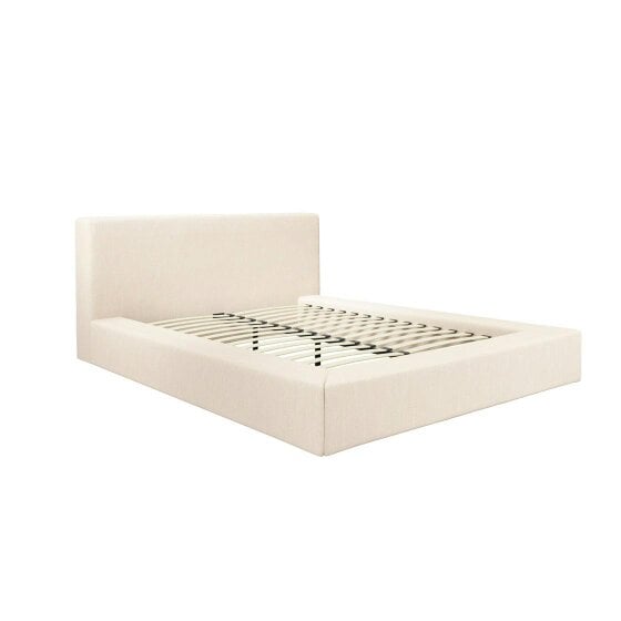 Wyld Haus Portarlington Upholstered Ivory Twill 4ft6 Double Size Bed with Headboard