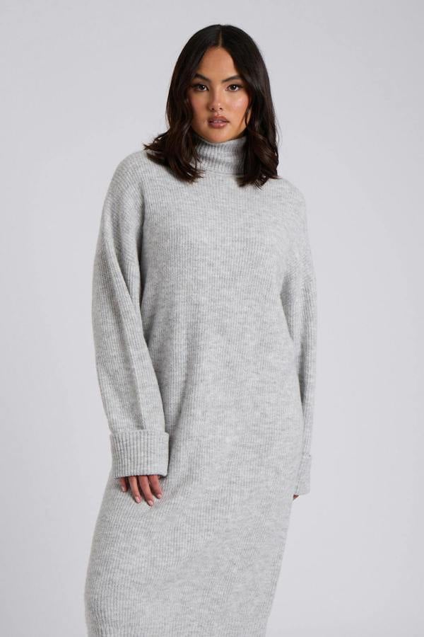 Urban Bliss Grey Roll Neck Midi Dress